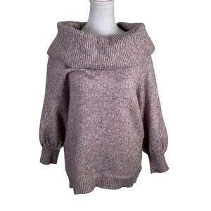 Catherine Malandrino Pink Cowl Neck Sweater Long Sleeve Top Large Chunky Knit